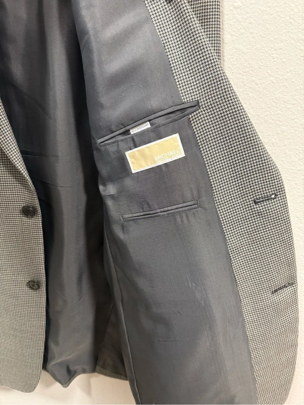 Michael Kors Men's Gray Micro-Check Blazer - Two-Button Notch Lapel